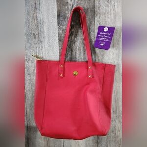 Joy Mangano Christie Collection Leather Tote-Red